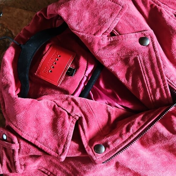 NWT BLANK NYC PINK ZIPPERED FASHION MOTO SUEDE JACKET - SIZE L - Picture 9 of 9